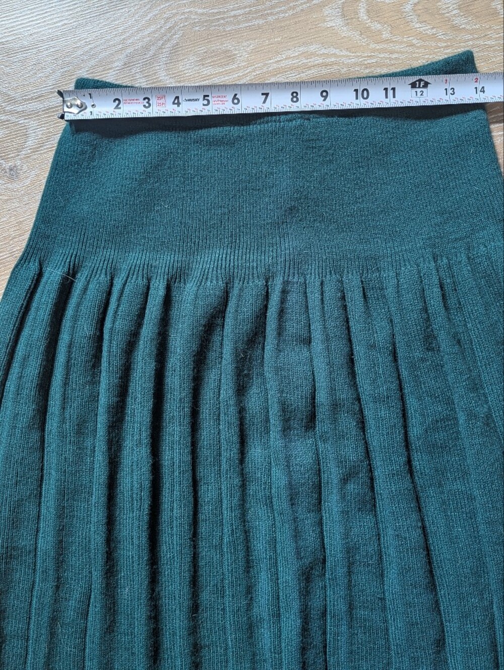 19 Avenue Vintage Women's Forest Green Sweater Knit Pleated Midi Skirt - Picture 7 of 10